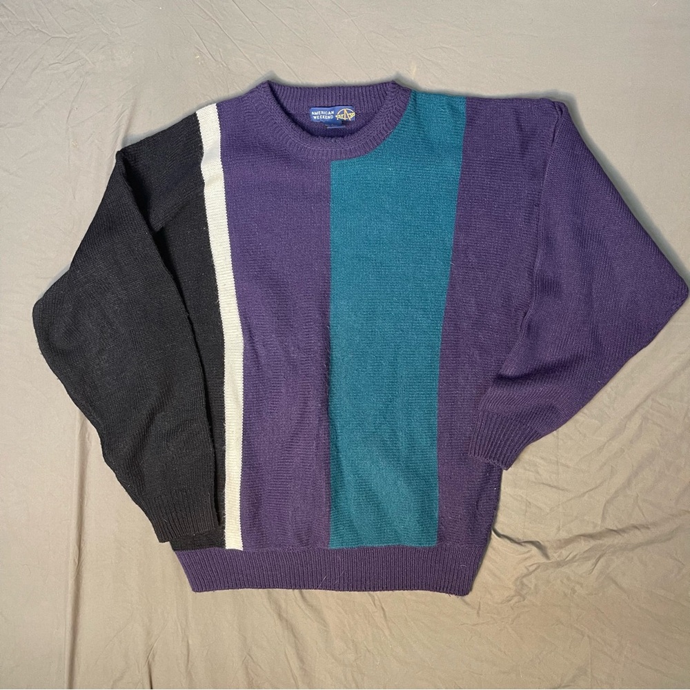 Vintage 90s American Weekend Colorblock Butabi Bro Sweater Men's Size Large
